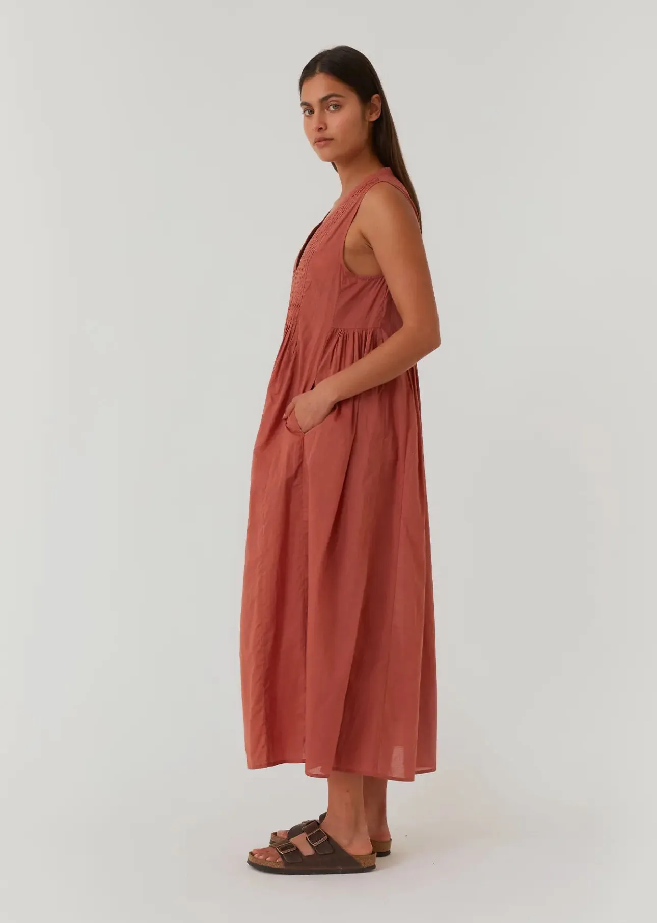 Hayden Relaxed Fit Pleated V Neck Maxi Lovestitch Dress