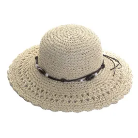 Hazy Blue WIDE BRIM STRAW Womens Hat