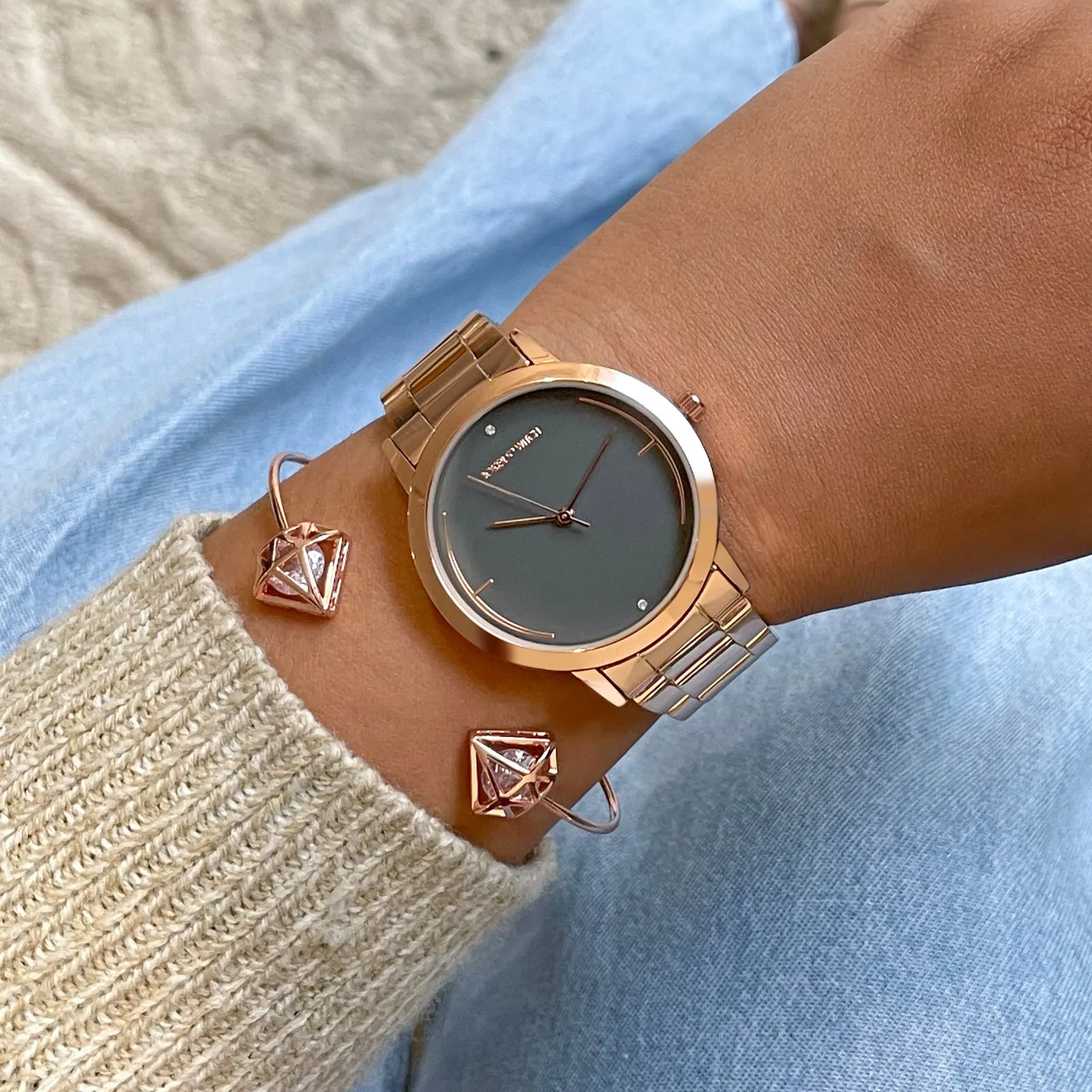 Iris Rosegold Watch Bracelet Stack