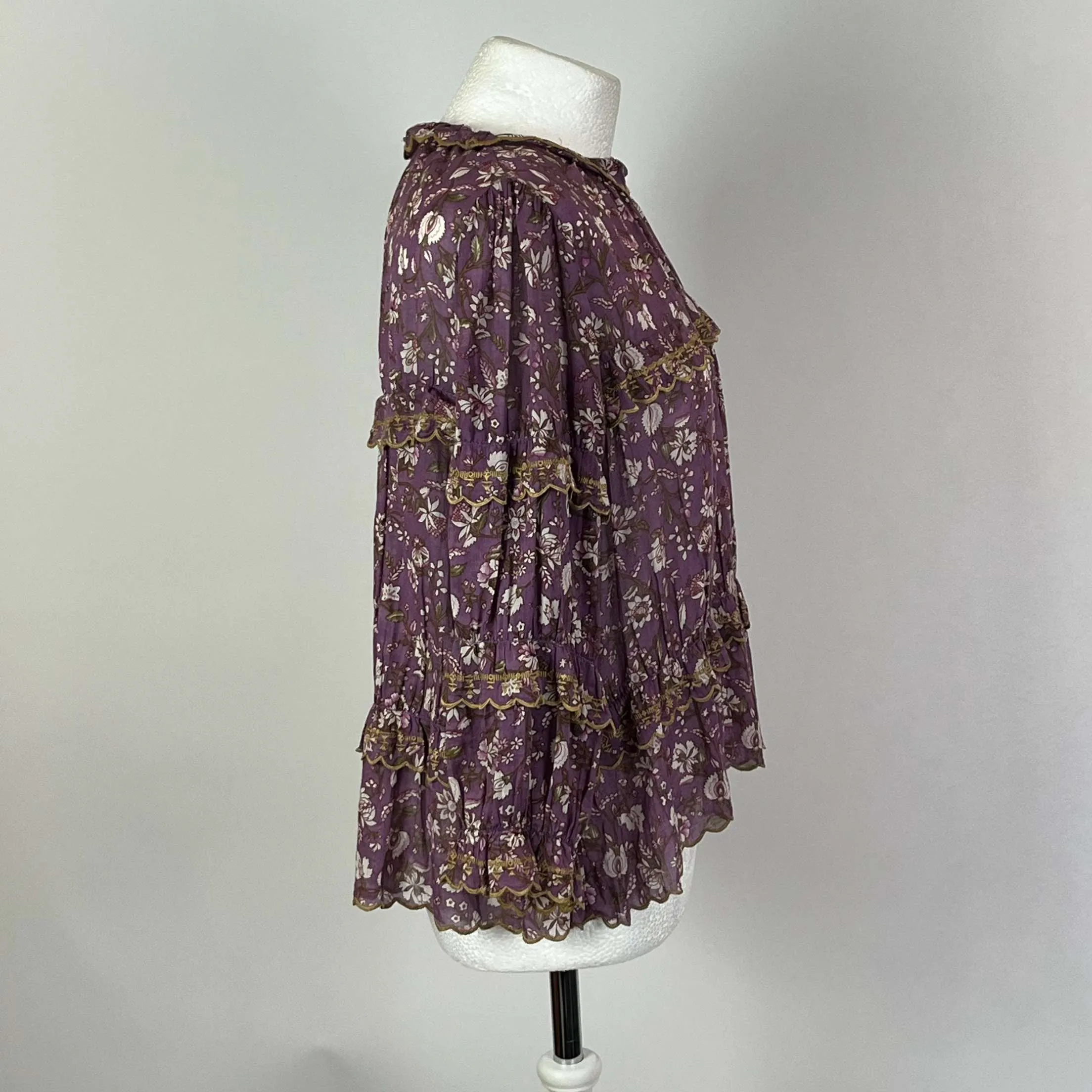 Isabel Marant Etoile Violet Floral Cotton Blouse S/M