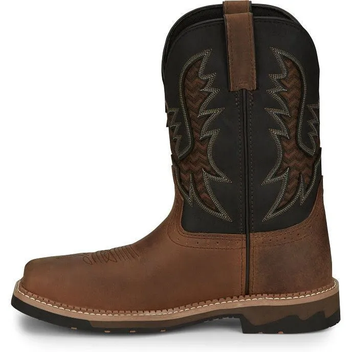 Justin Men's Bolt 11 Square Toe Western Work Boot - Brown - SE4112