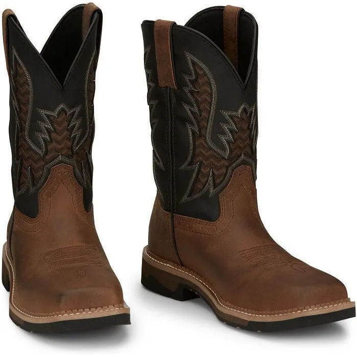 Justin Men's Bolt 11 Square Toe Western Work Boot - Brown - SE4112