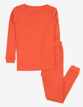 Kids Two Piece Solid Orange Pajamas