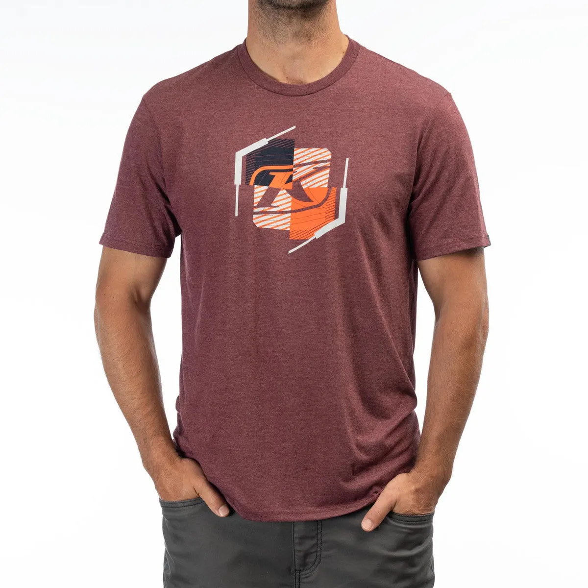 Klim Men's K Shield Crest Tri-Blend Tee Maroon Frost/Red Orange