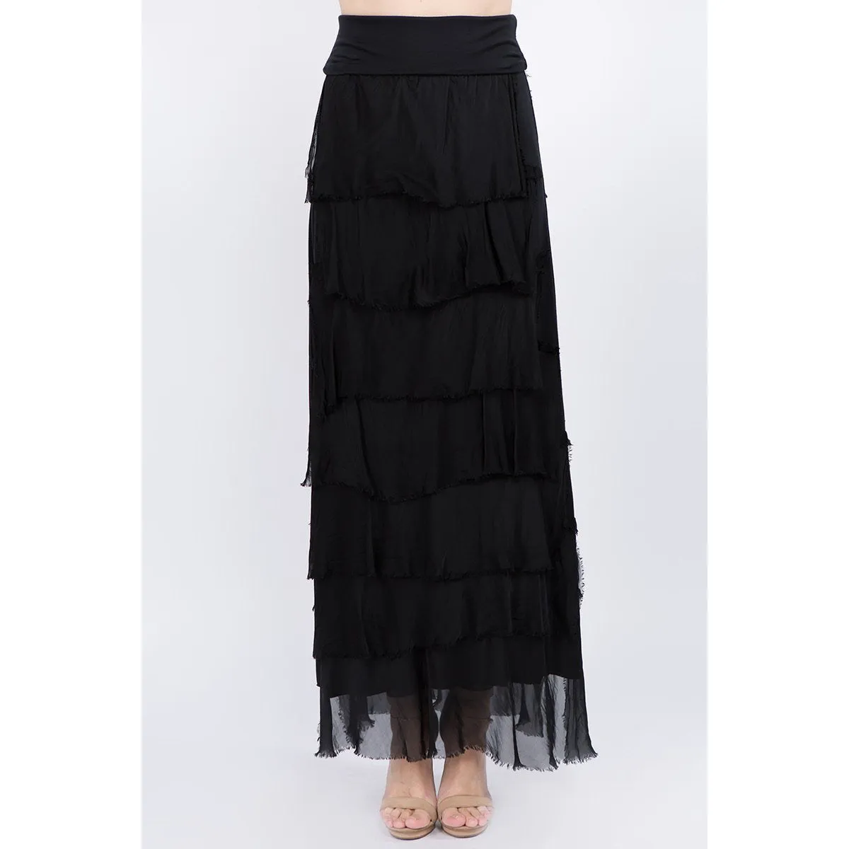 Layered Italian Raw Moda Maxi Skirt