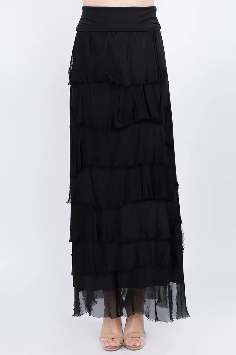 Layered Italian Raw Moda Maxi Skirt