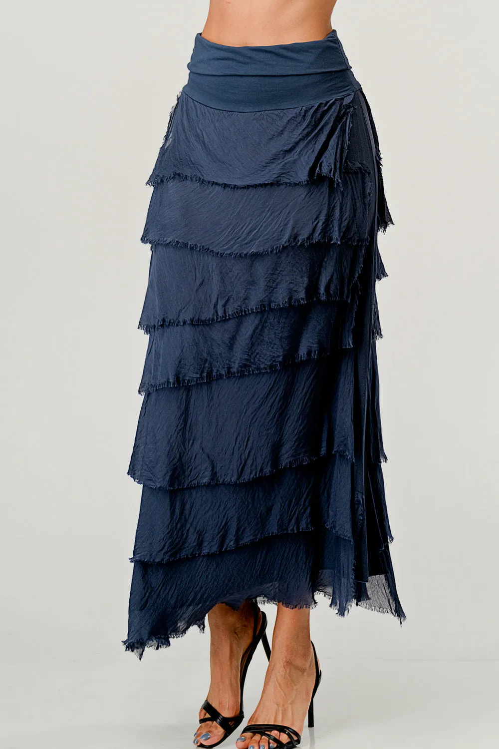 Layered Italian Raw Moda Maxi Skirt