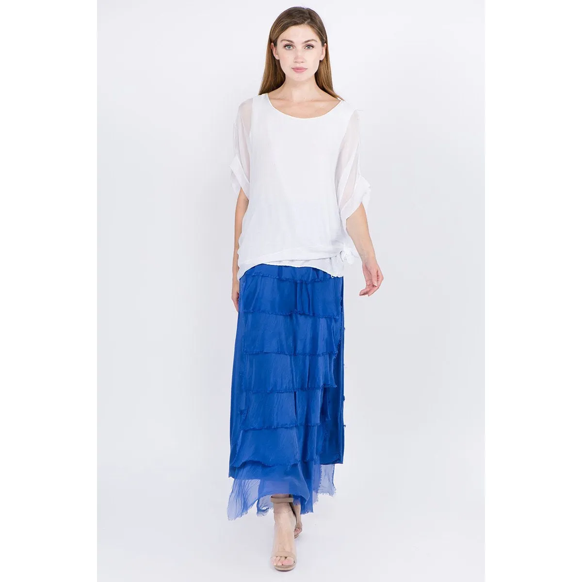 Layered Italian Raw Moda Maxi Skirt