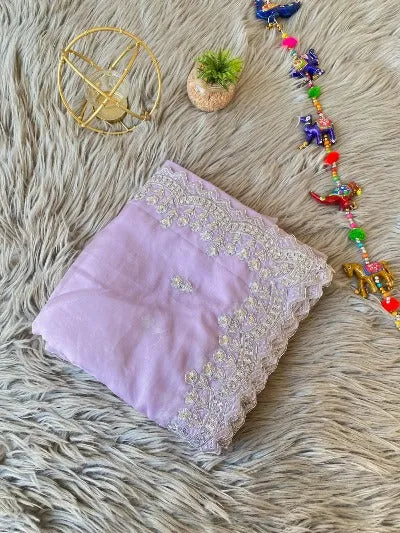 Lilac Pure Organza Silk Saree