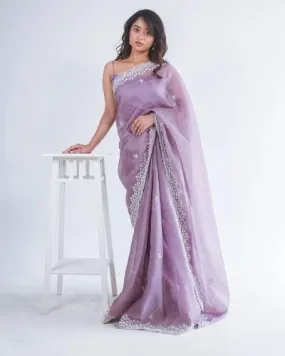 Lilac Pure Organza Silk Saree