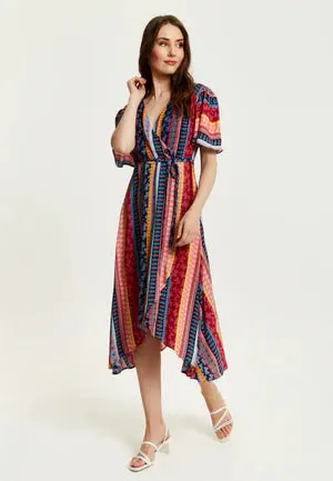 Liquorish Multicolour Paisley Print Midi Wrap Dress