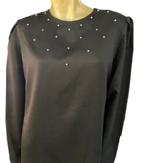 Long sleeve blouse with pearls