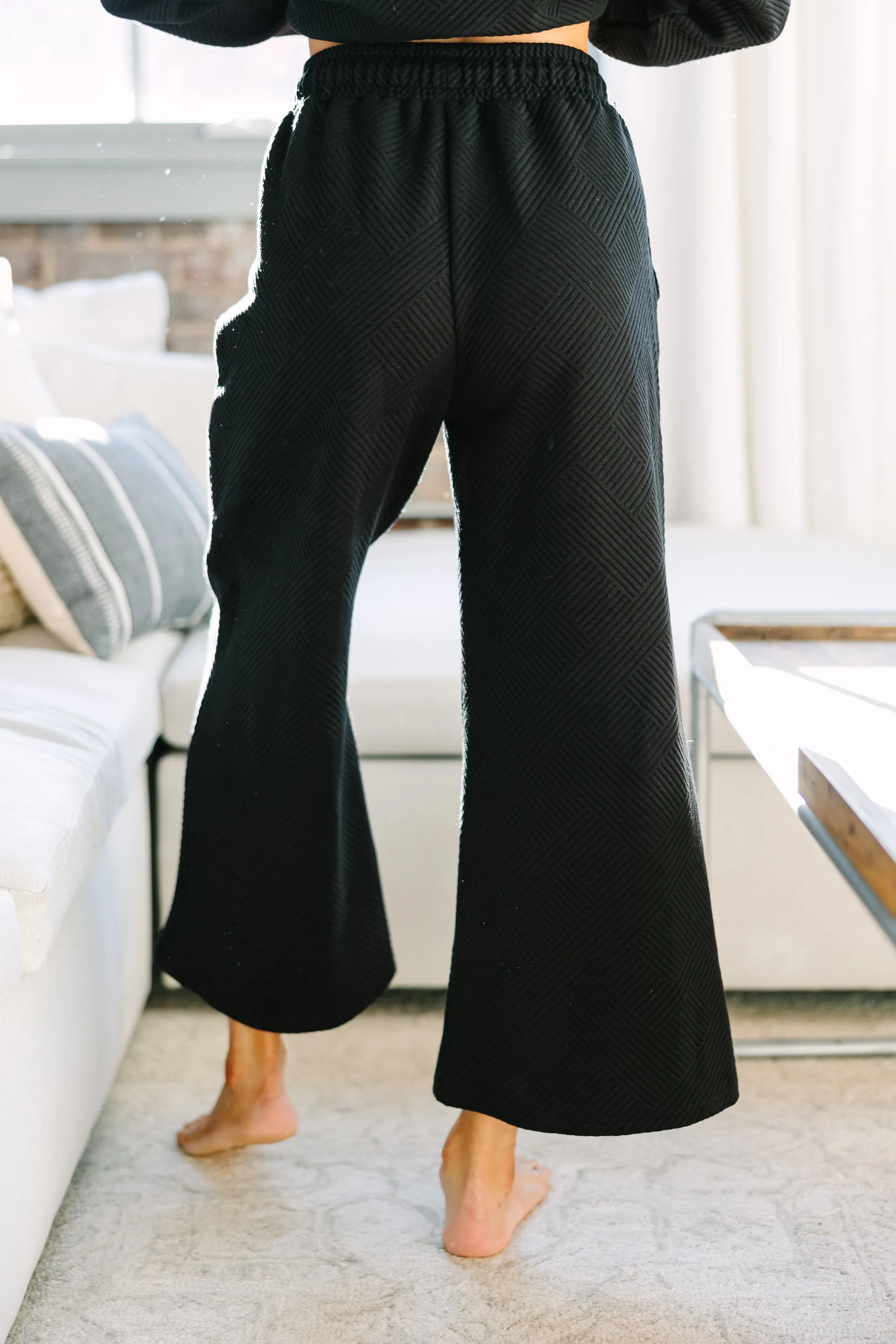 Make Your Day Black Textured Pants