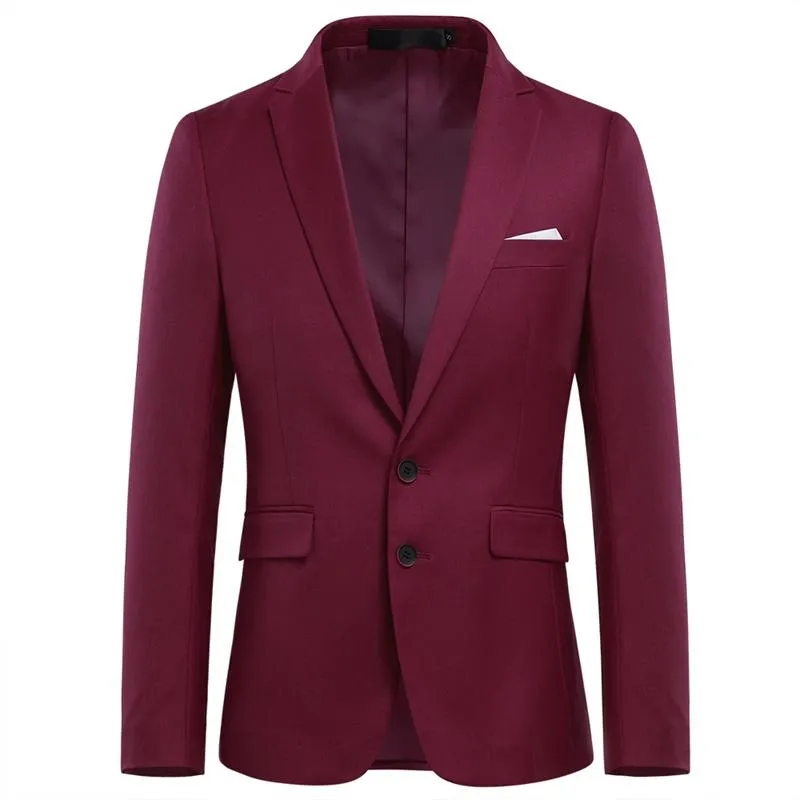 Maroon 3-Piece Suit Slim Fit Two Button Suit