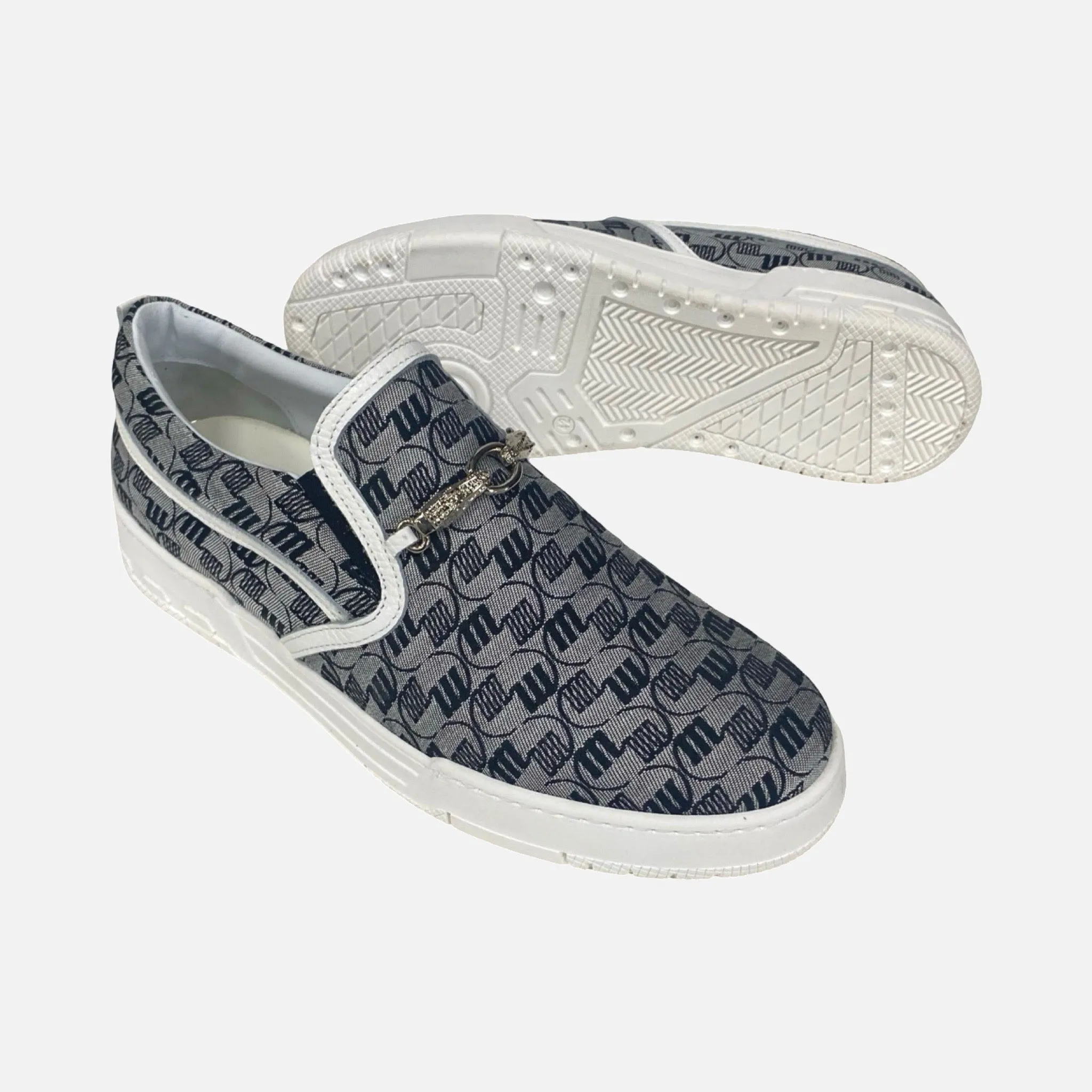 Mauri Men's Casual Slip-On Sneakers 8419/2 Fabric Black/Grey White