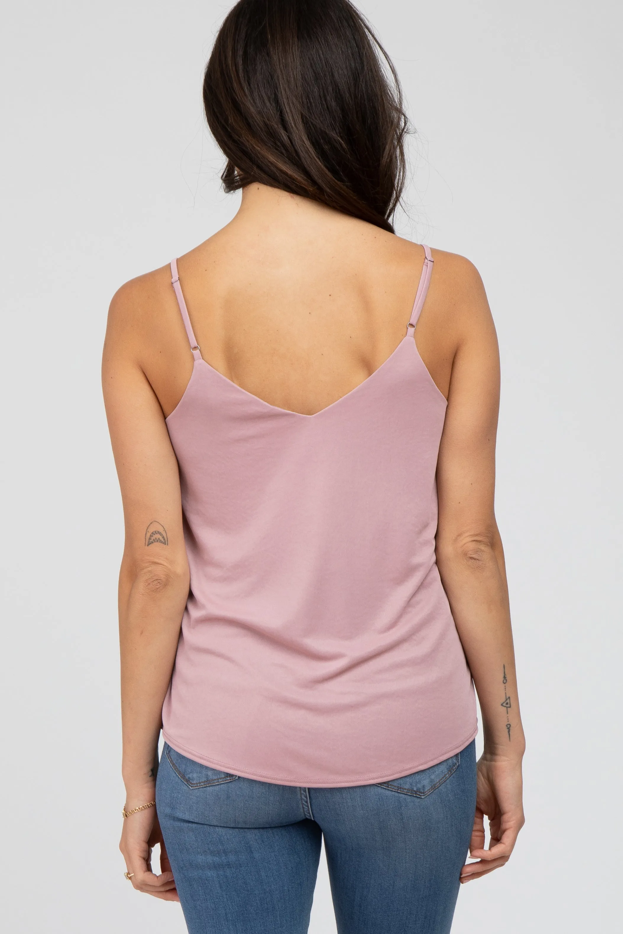 Mauve Curved Hem Tank Top