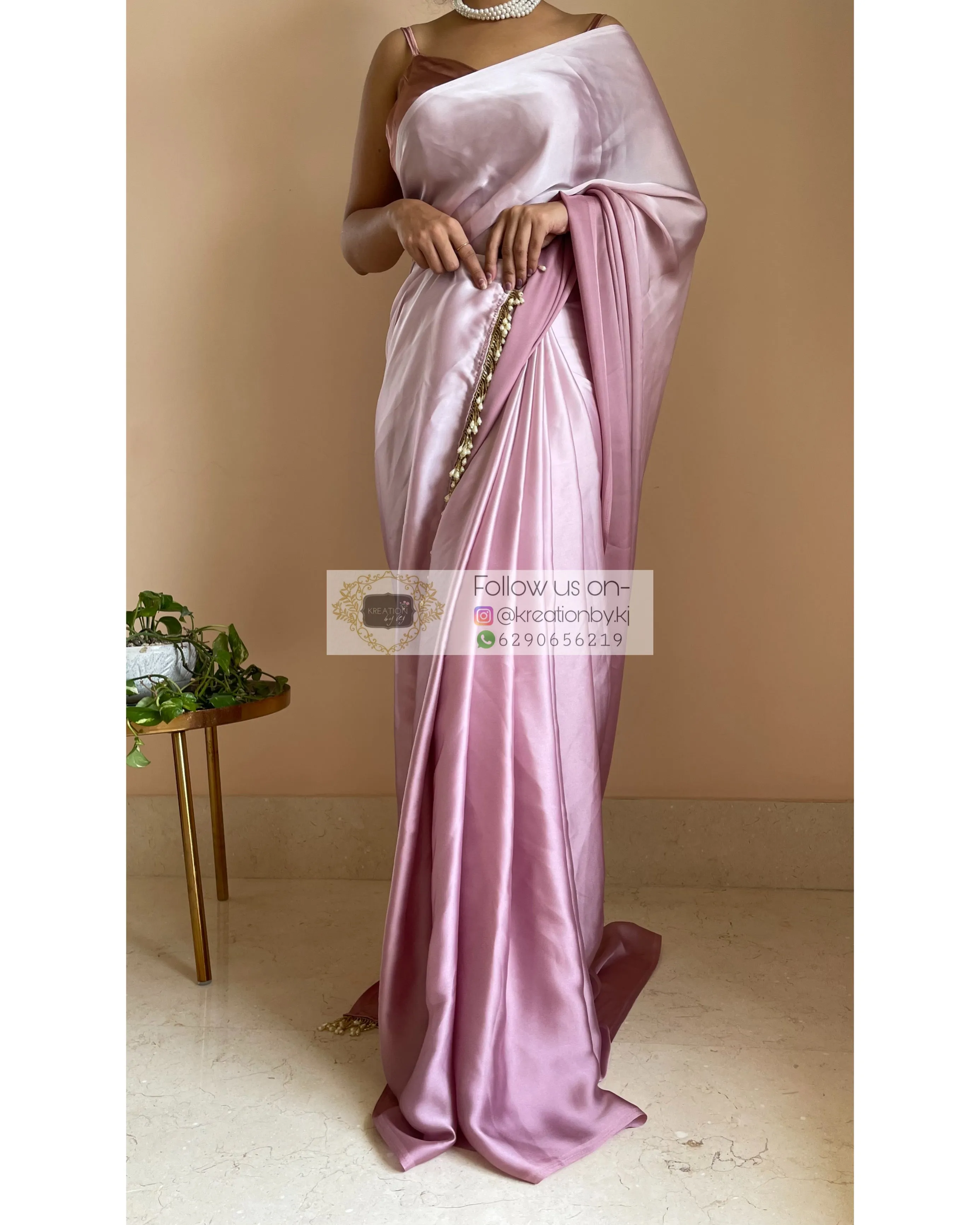 Mauve Ombré Crepe Silk Saree