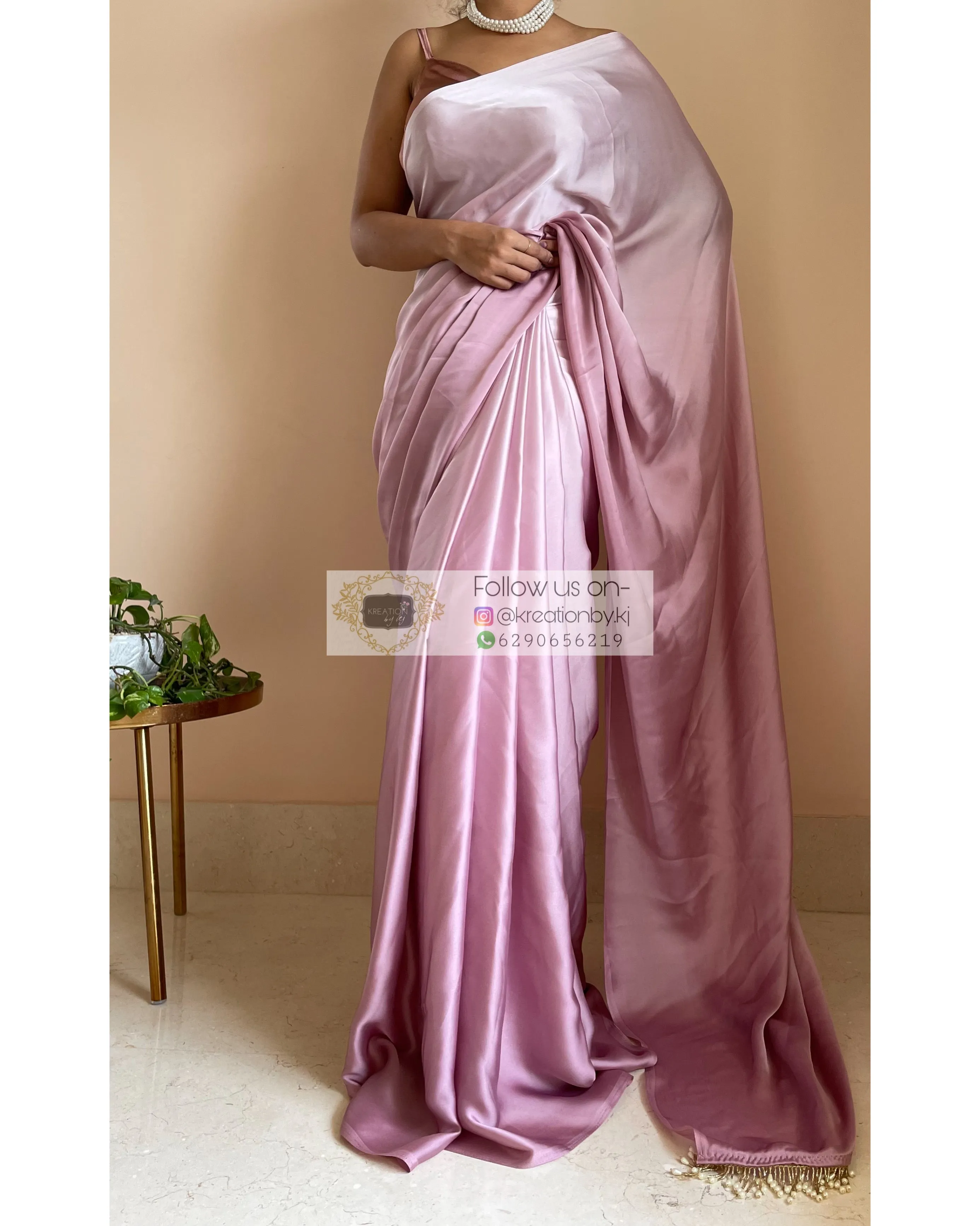 Mauve Ombré Crepe Silk Saree