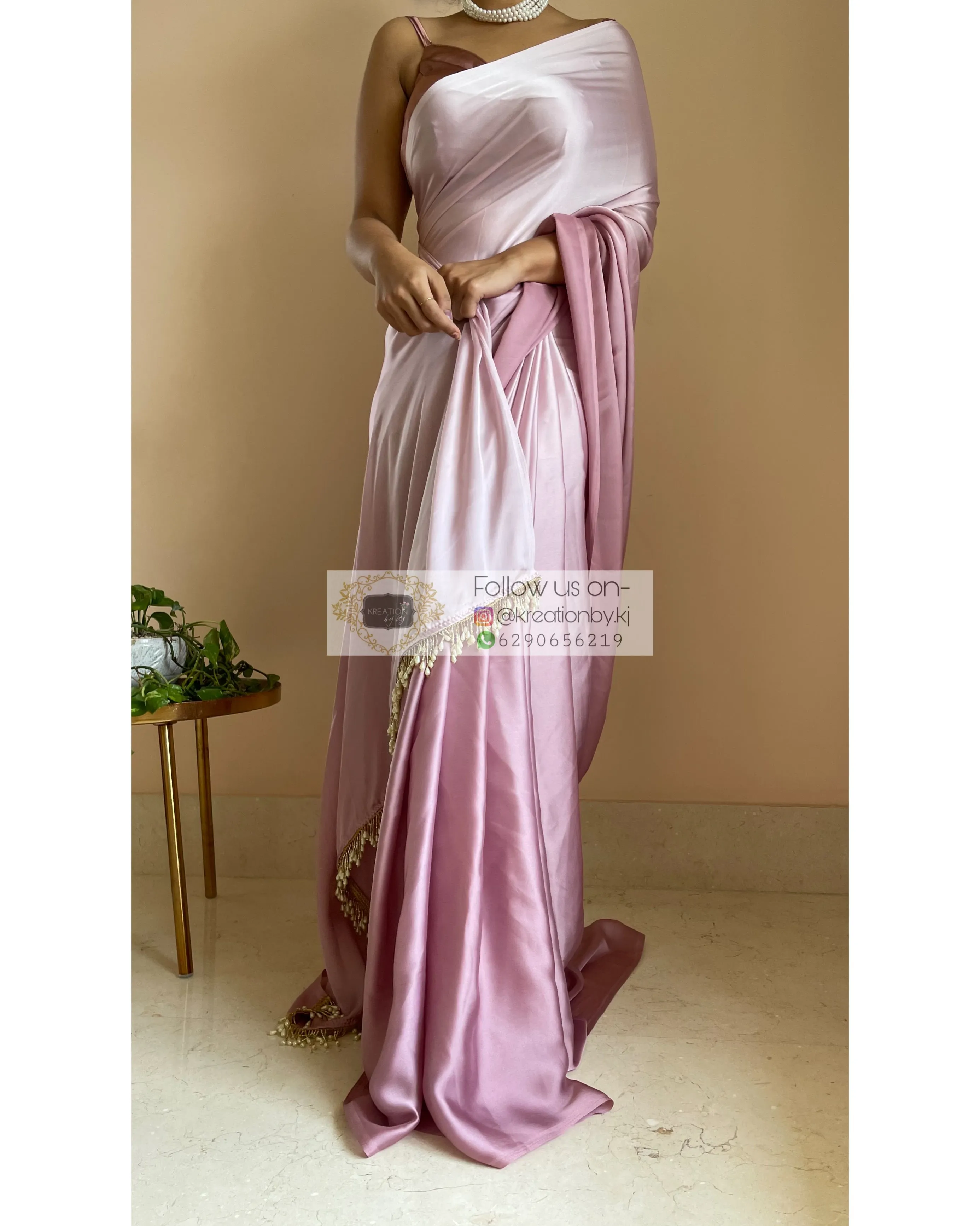 Mauve Ombré Crepe Silk Saree