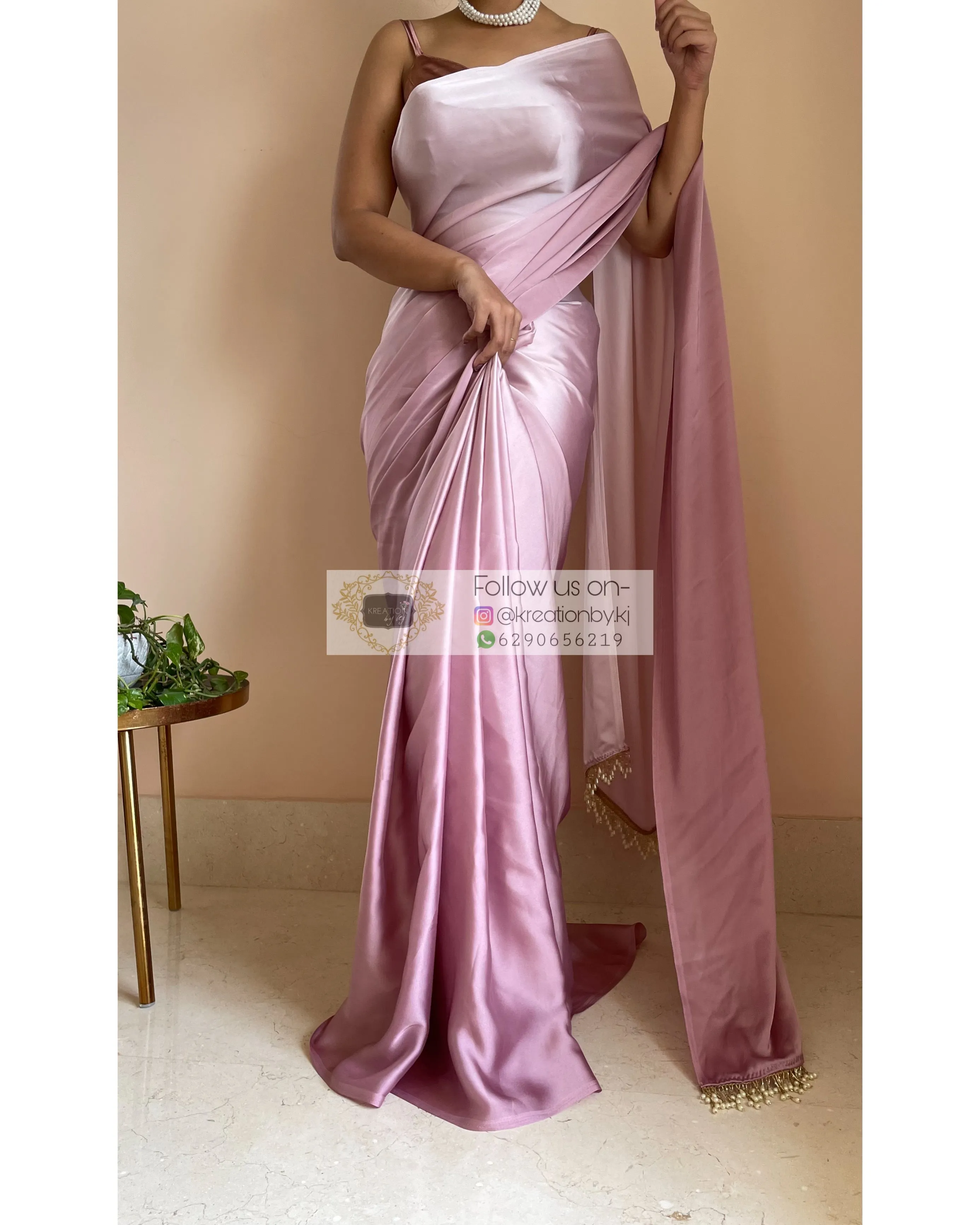 Mauve Ombré Crepe Silk Saree