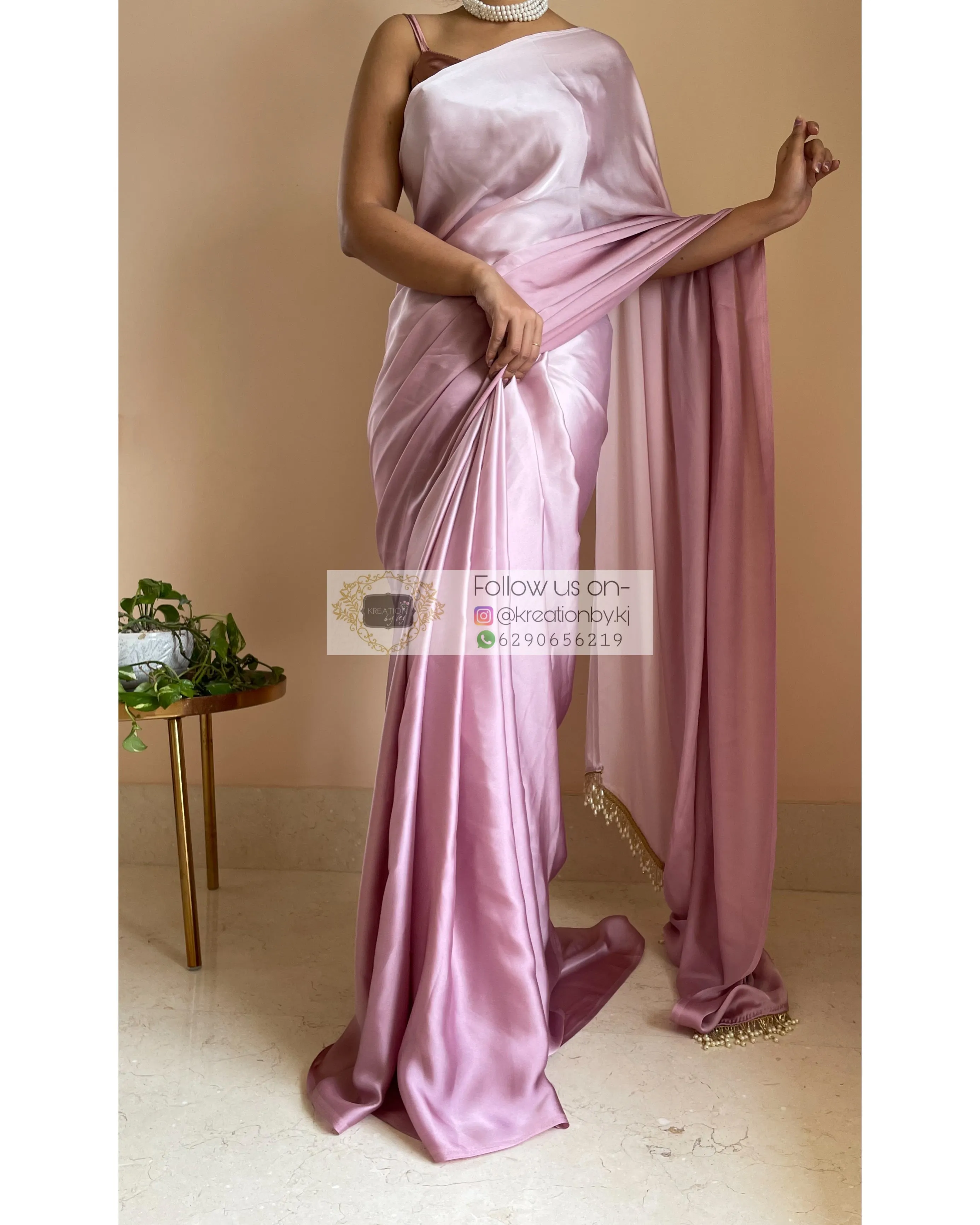 Mauve Ombré Crepe Silk Saree