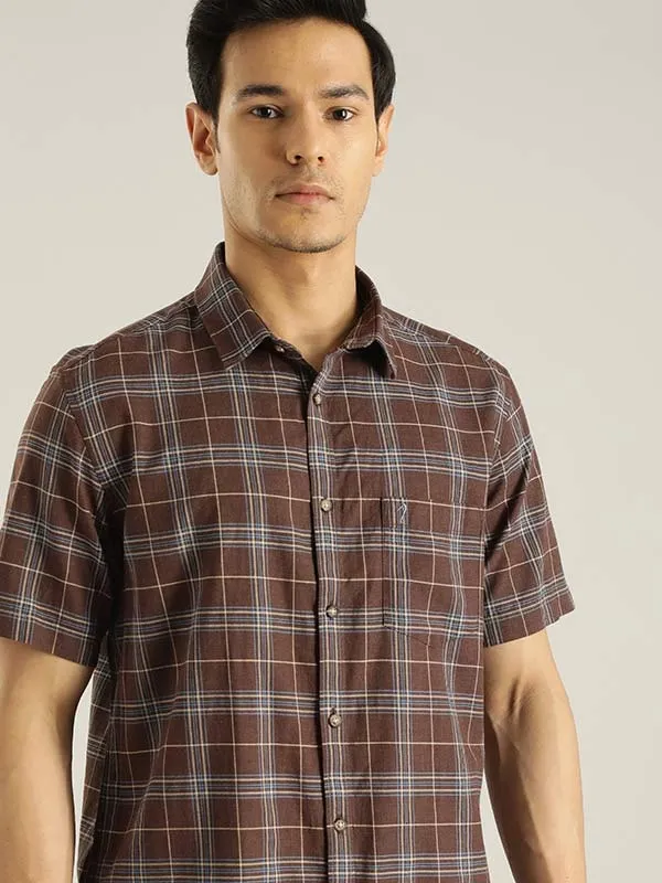 Men Checked Half Sleeve Cotton Shirt