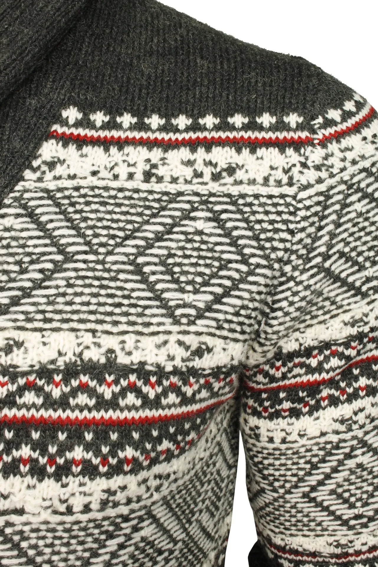 Mens Broken Standard Fairisle Shawl Neck Cardigan