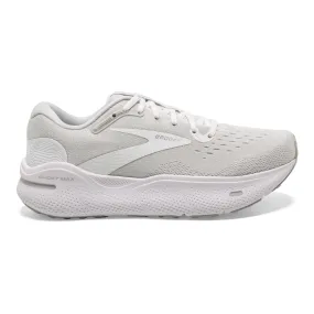 Men's Brooks Ghost Max, White/Oyster/Metallic Silver, 14 2E Wide