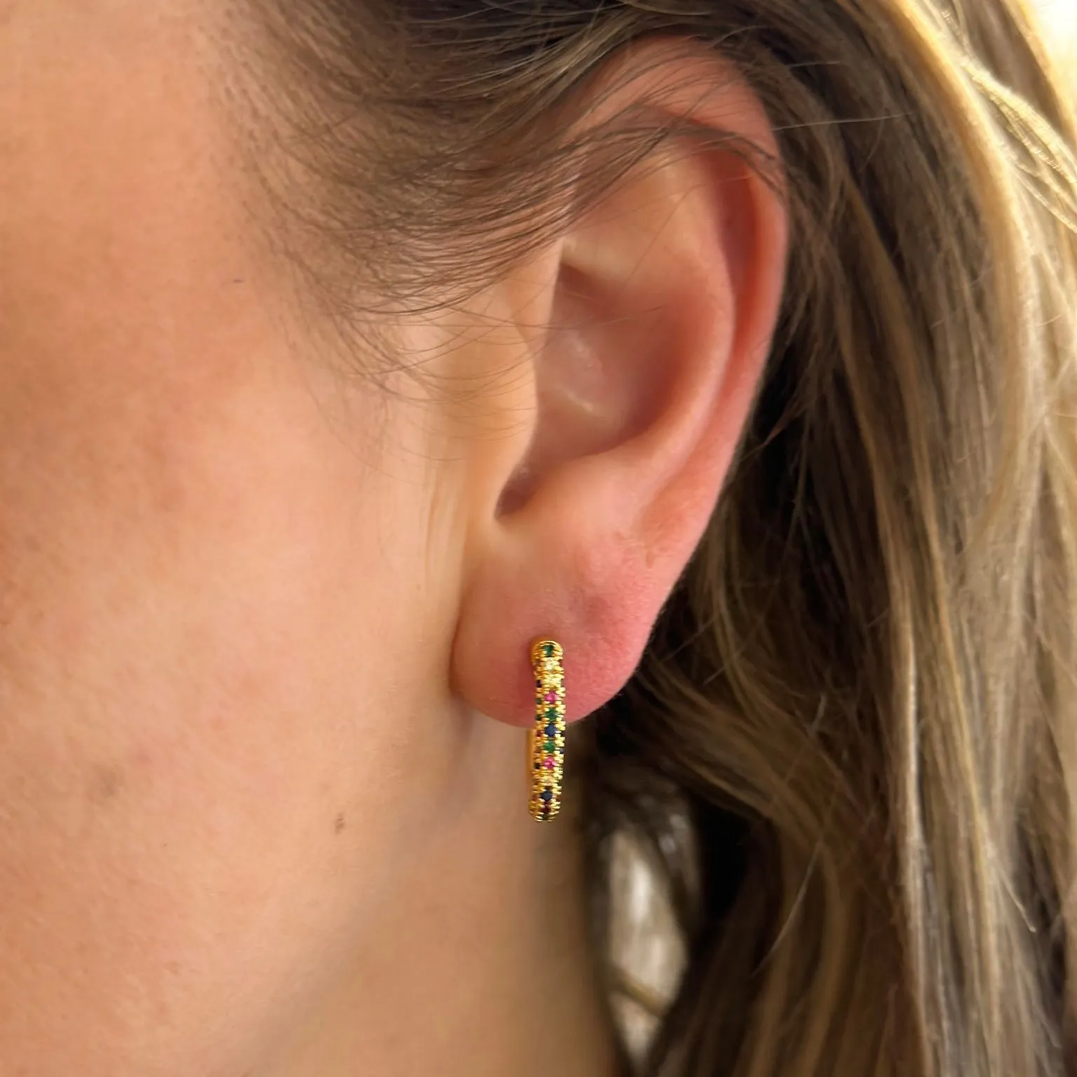 Multicolored Zircon Hoops