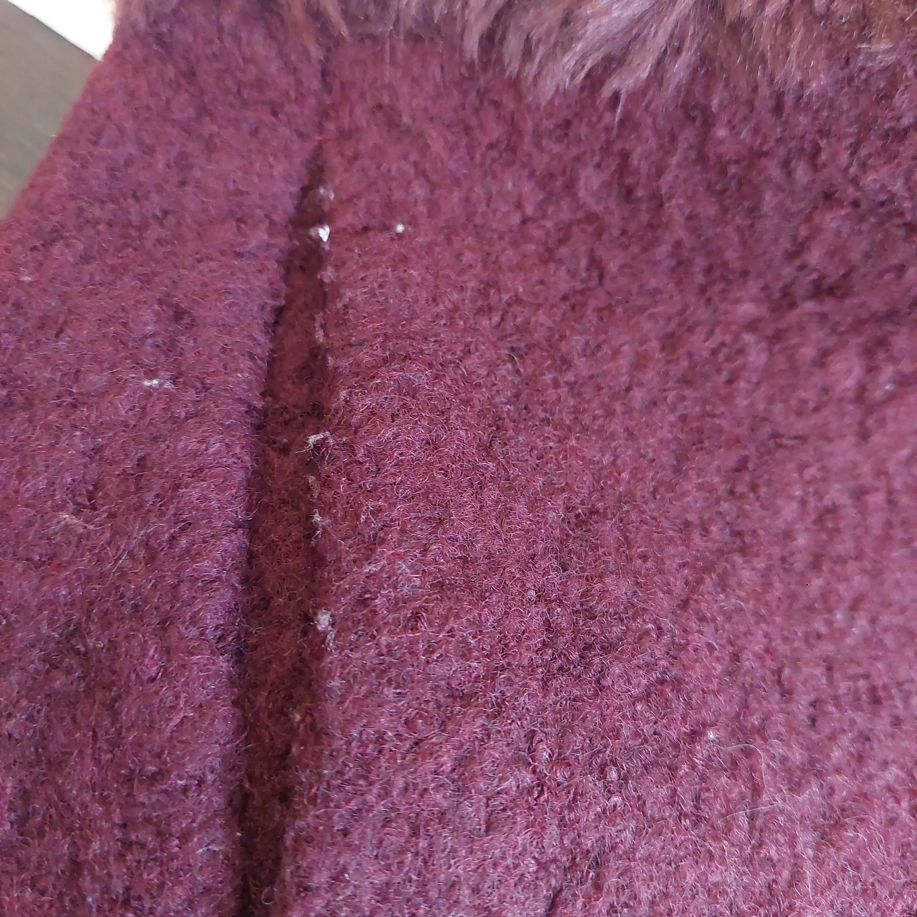 New Look Maroon Sleeveless Fuzzy Jacket | Pre Loved |