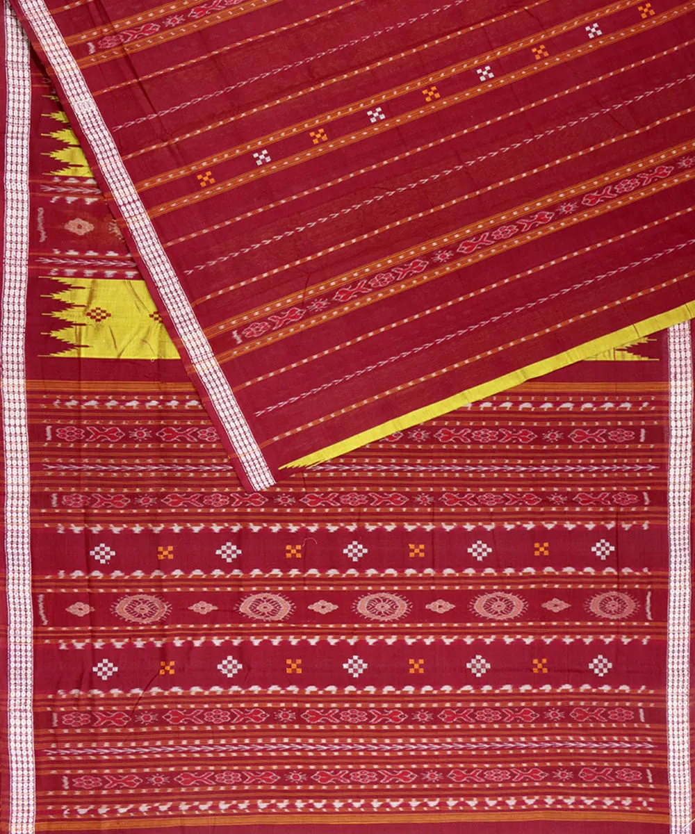 Olive green maroon cotton silk handloom nuapatna saree