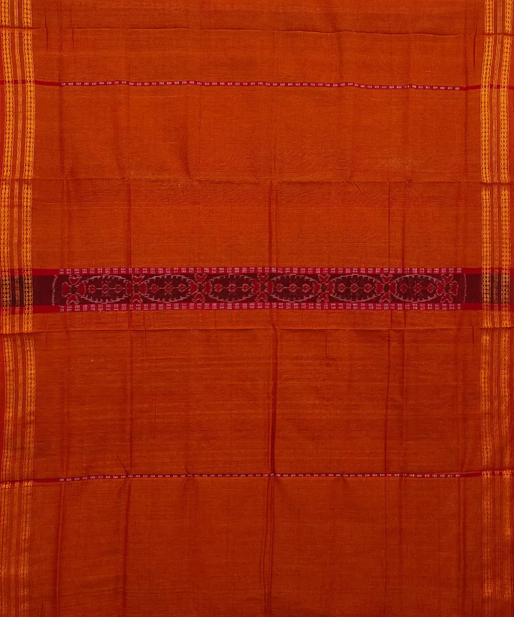 Orange maroon cotton handwoven bomkai saree