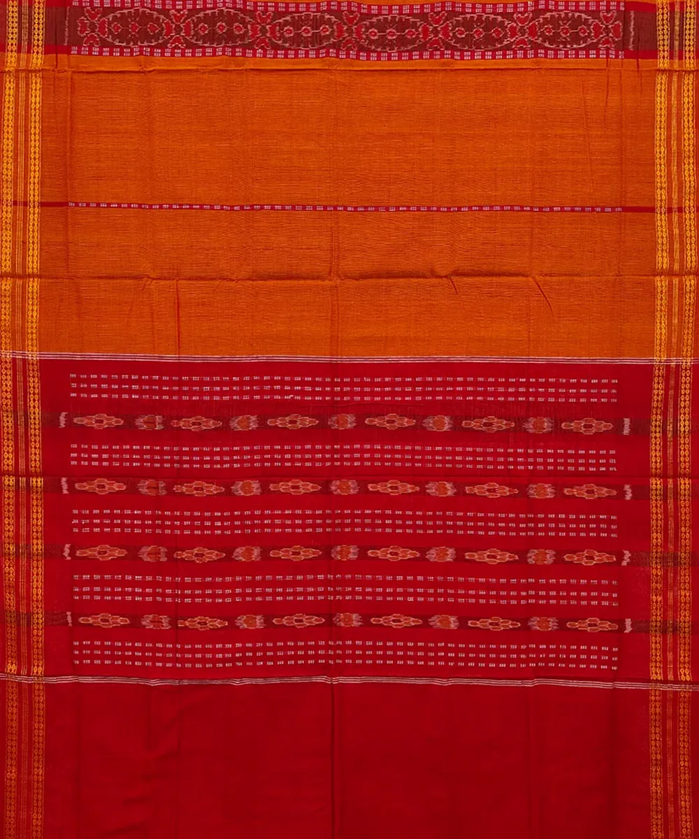 Orange maroon cotton handwoven bomkai saree