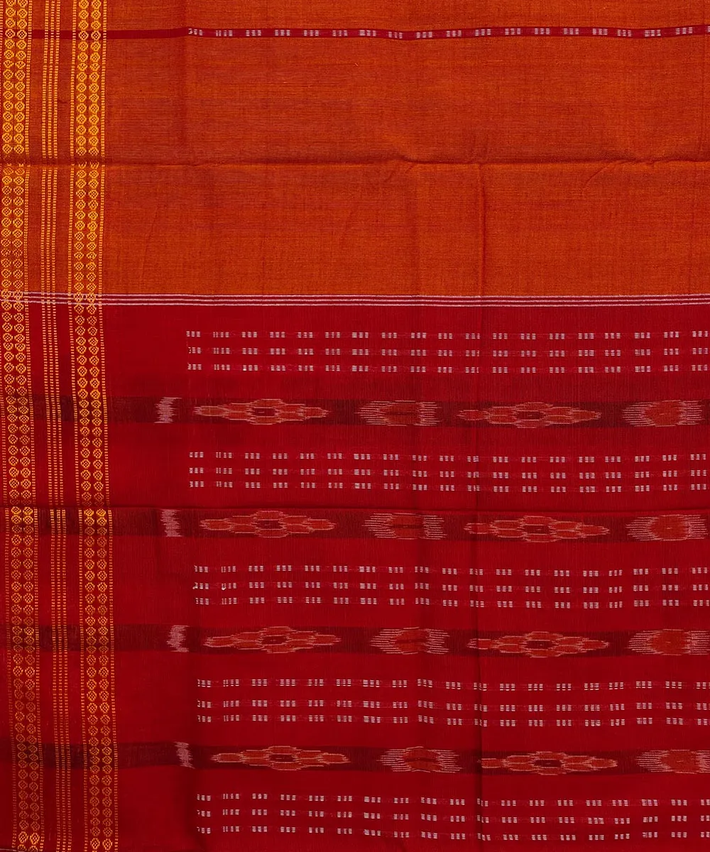 Orange maroon cotton handwoven bomkai saree