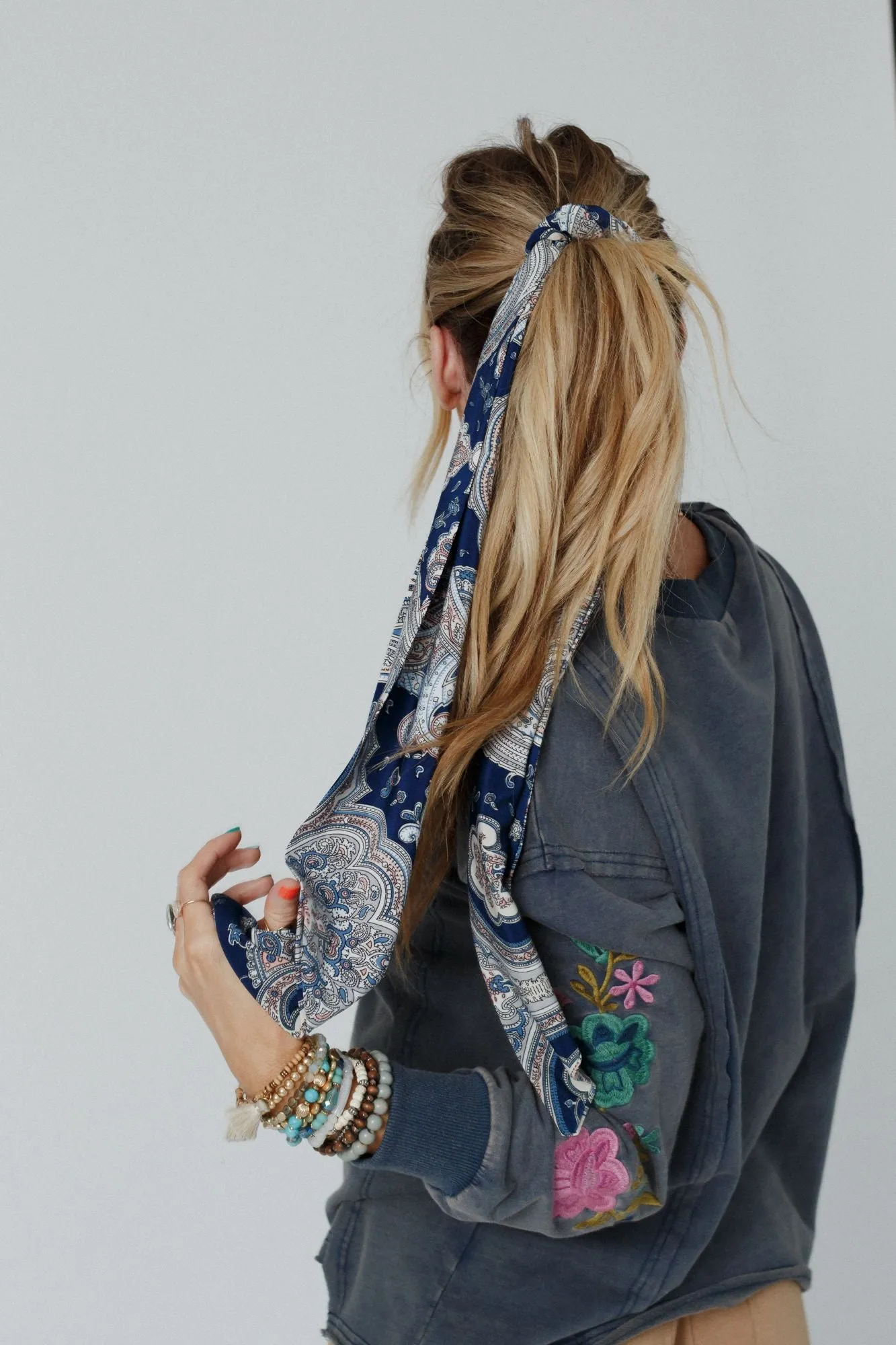 Paris Paisley Scarf - Navy Blue