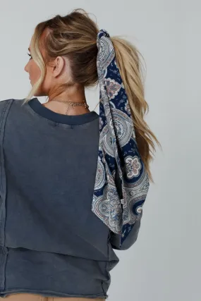 Paris Paisley Scarf - Navy Blue