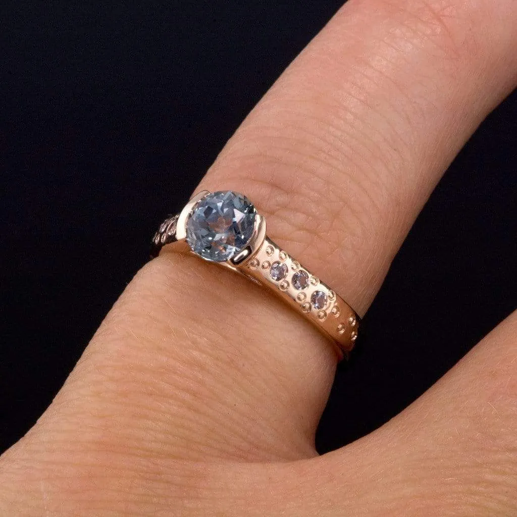 Pastel Fair Trade Montana Sapphire Half Bezel Diamond Star Dust Engagement Ring