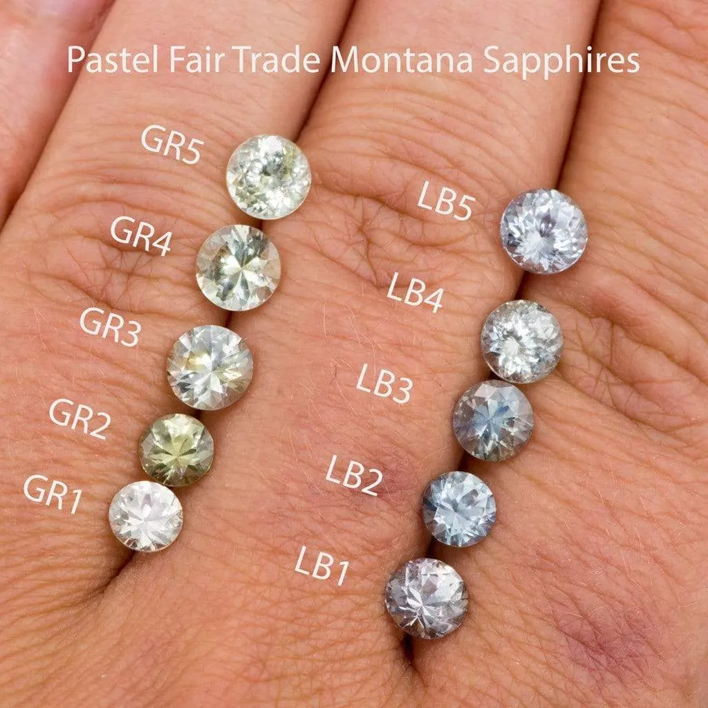 Pastel Fair Trade Montana Sapphire Half Bezel Diamond Star Dust Engagement Ring