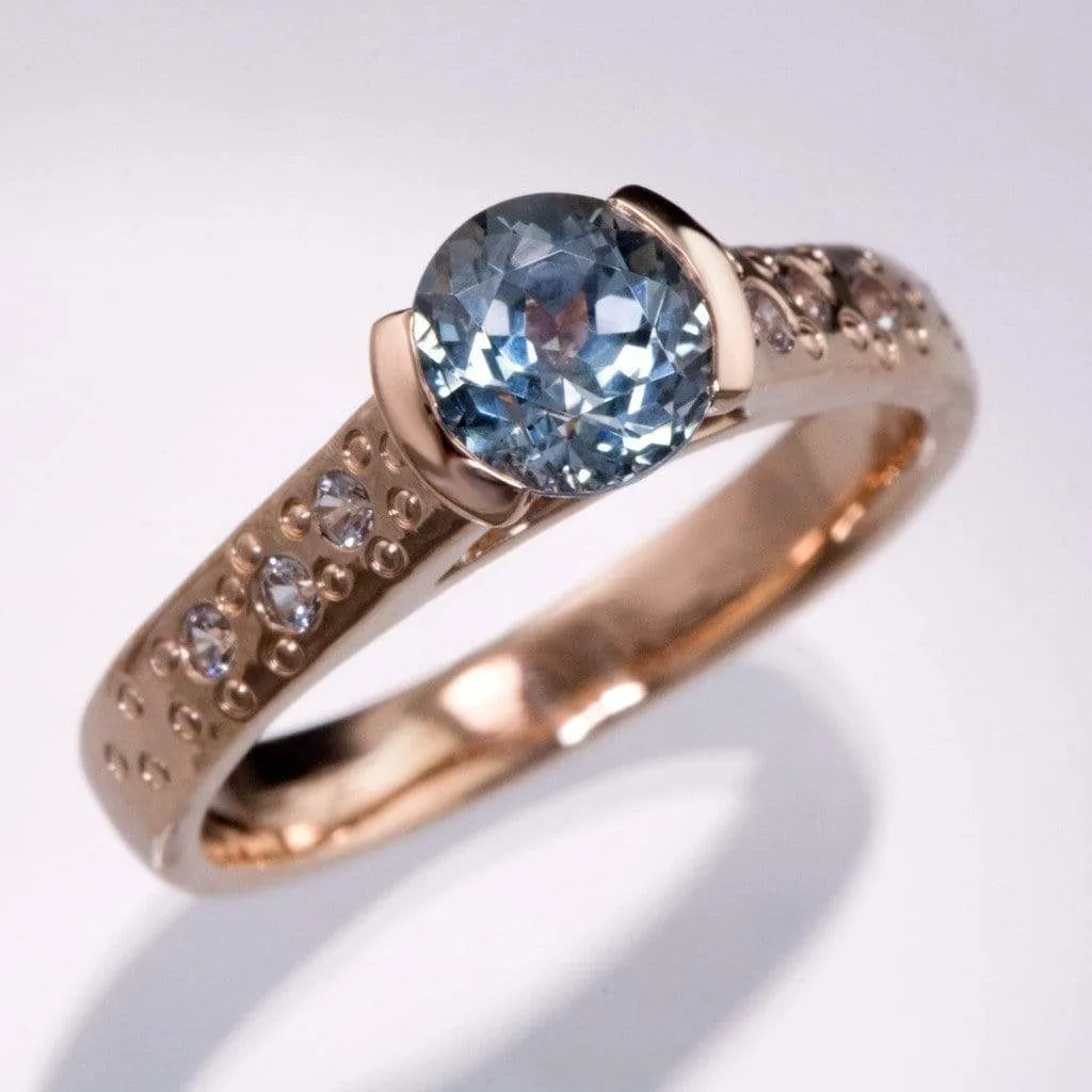 Pastel Fair Trade Montana Sapphire Half Bezel Diamond Star Dust Engagement Ring