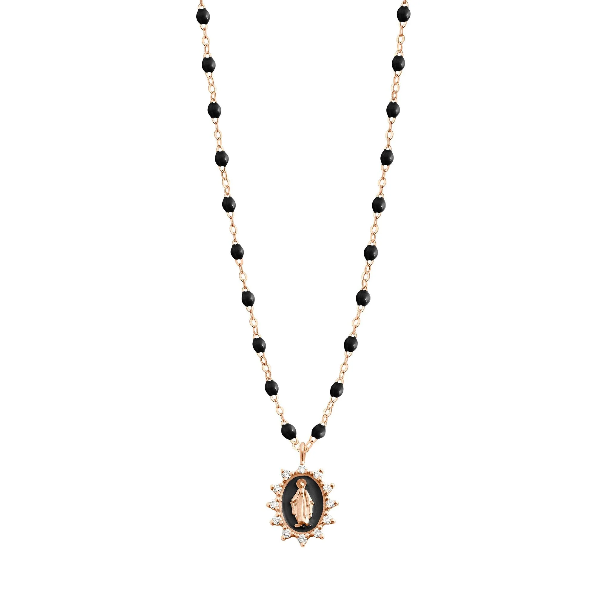 Petite Madone Supreme Black diamond necklace, Rose Gold, 16.5"