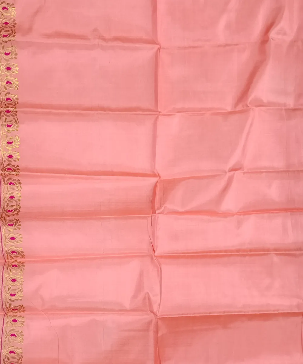 Pink yellow silk handloom assam mekhela chador