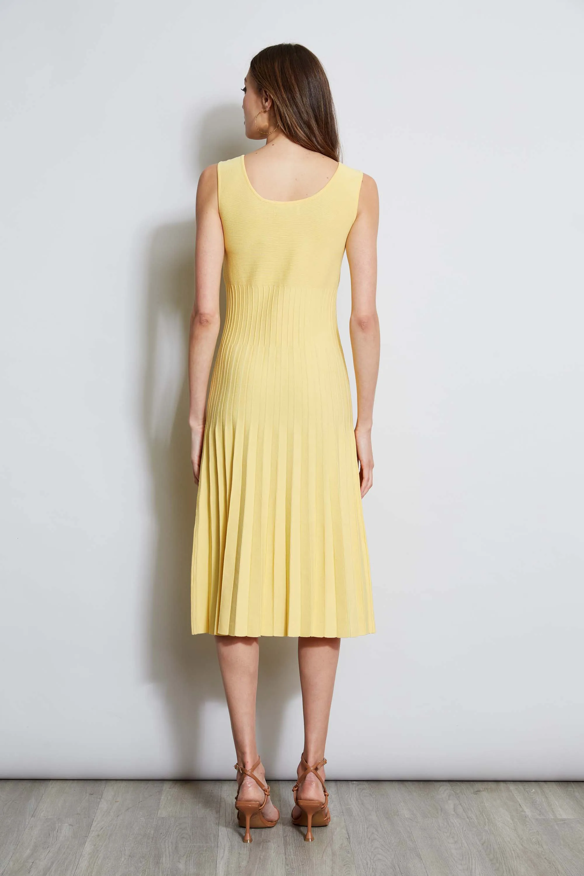 Pleated Knit Midi Dress