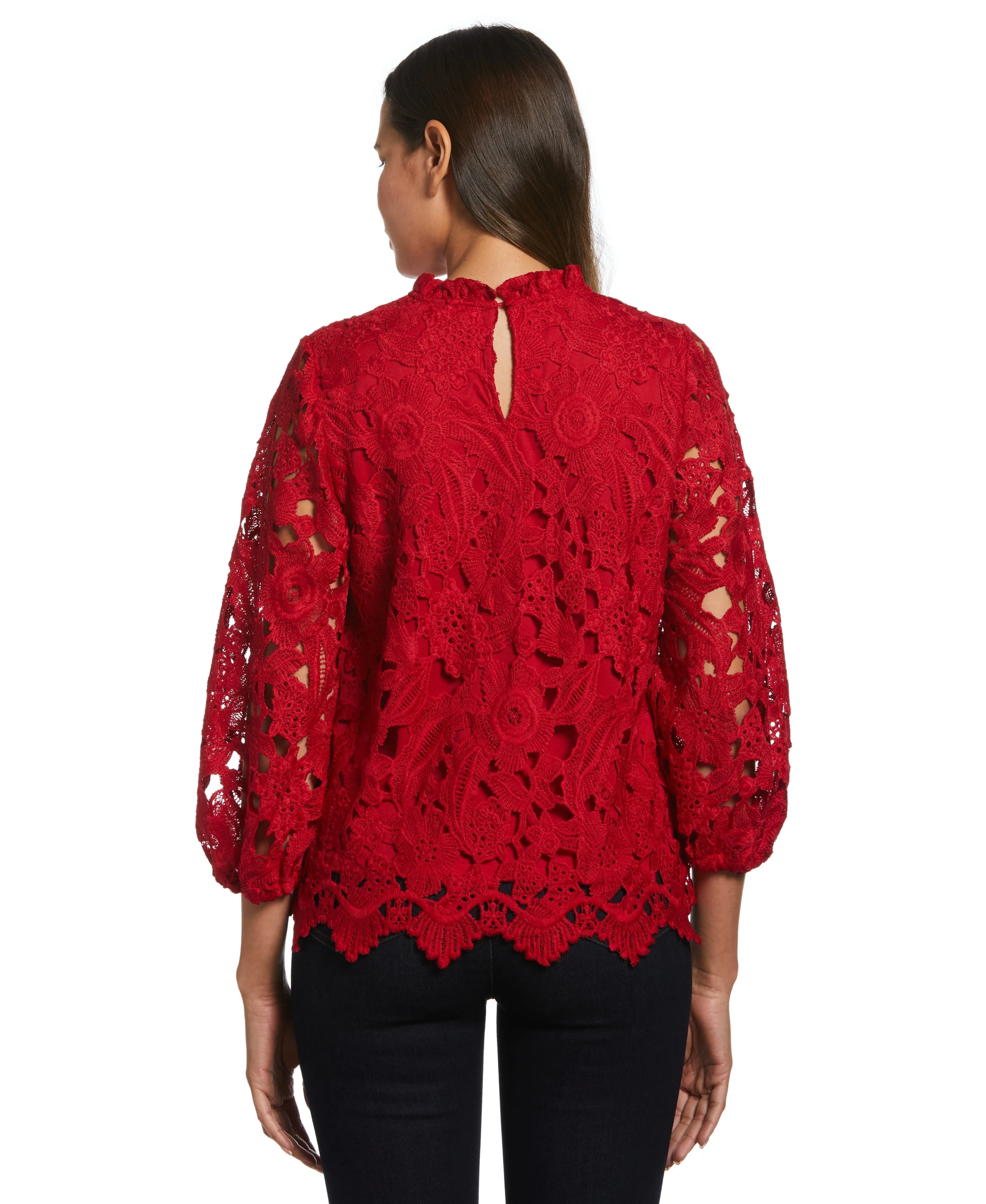 Plus Size 3/4 Sleeve Lace Top