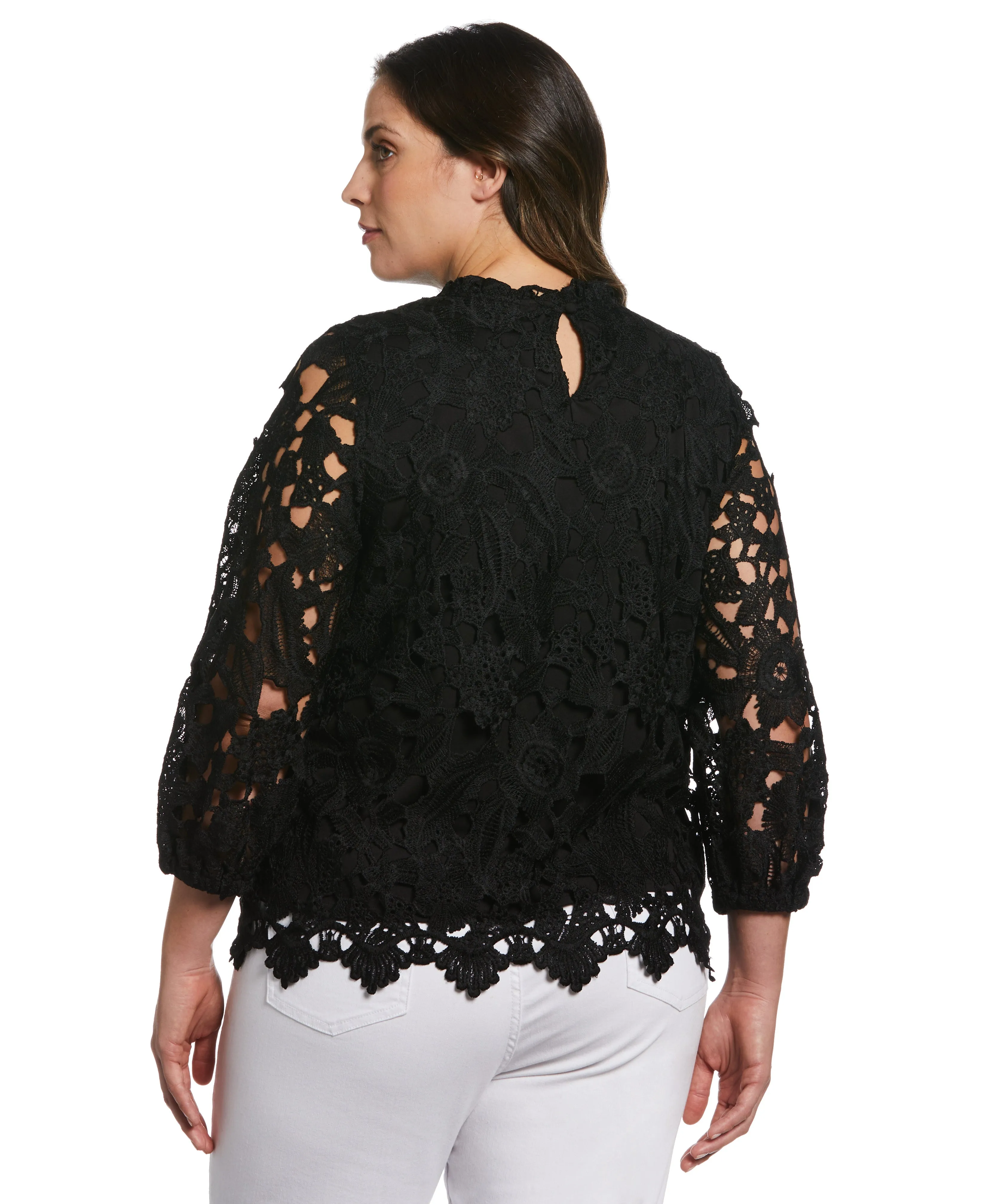 Plus Size 3/4 Sleeve Lace Top