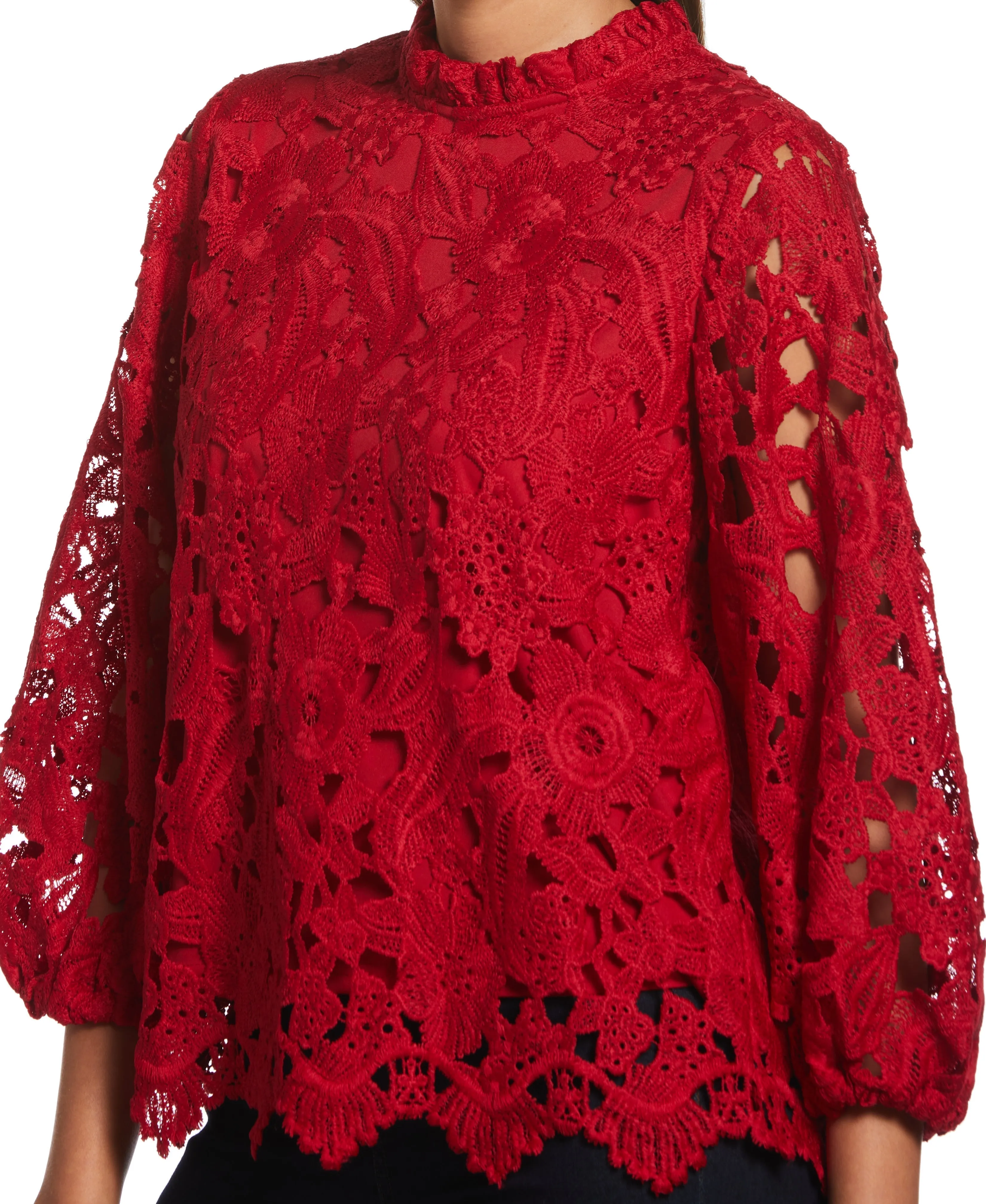 Plus Size 3/4 Sleeve Lace Top