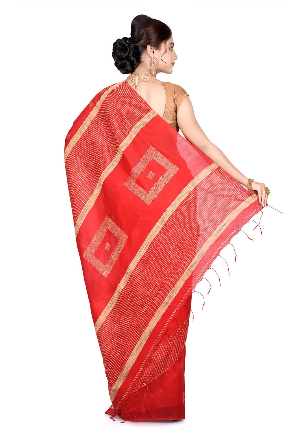 Red Bengal Handwoven Saree