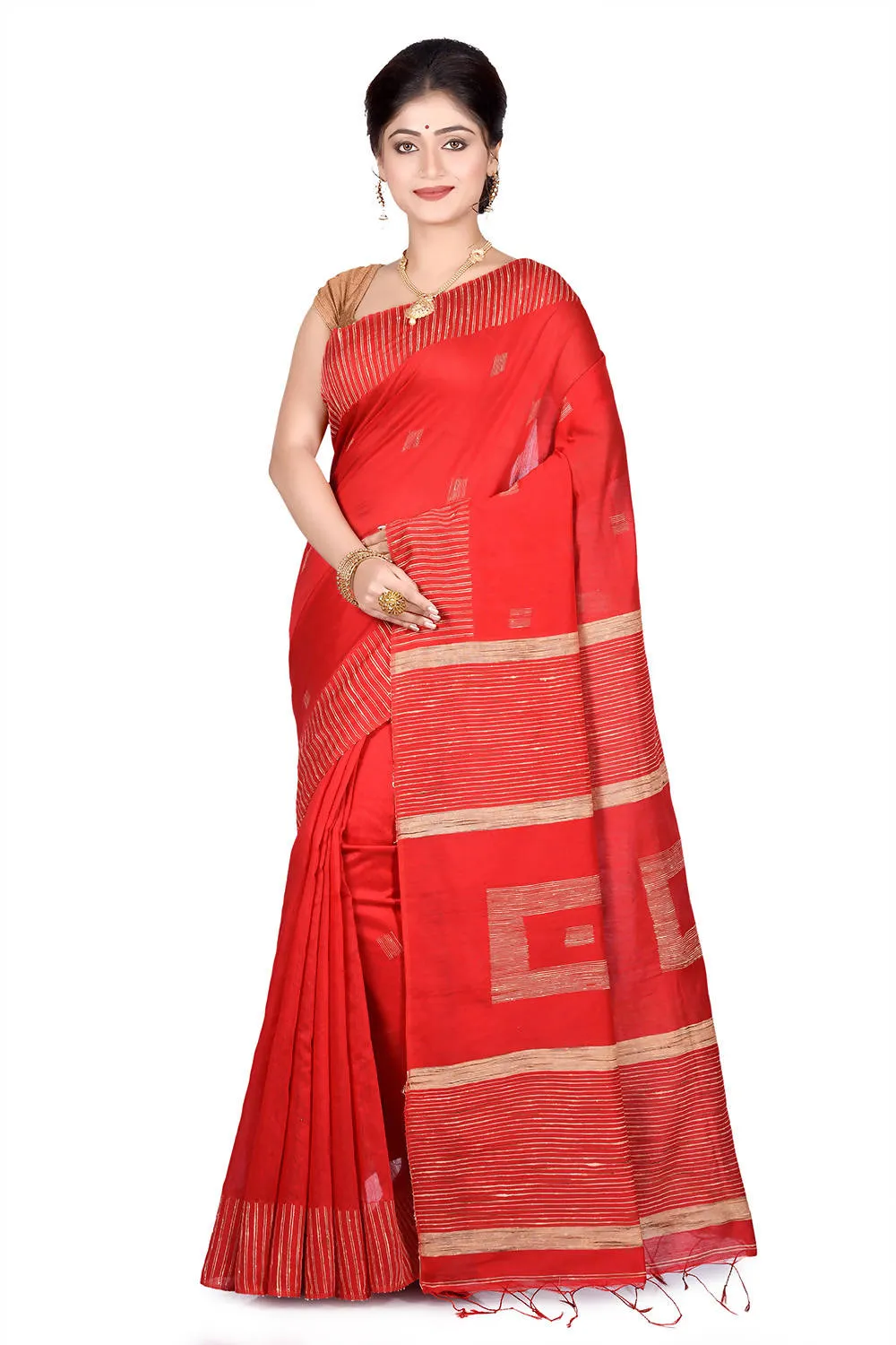 Red Bengal Handwoven Saree