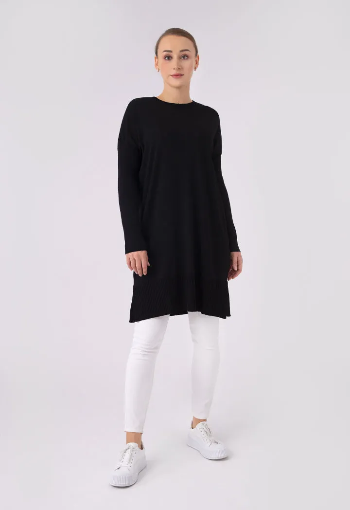 Relaxed Fit Solid Knitted Blouse