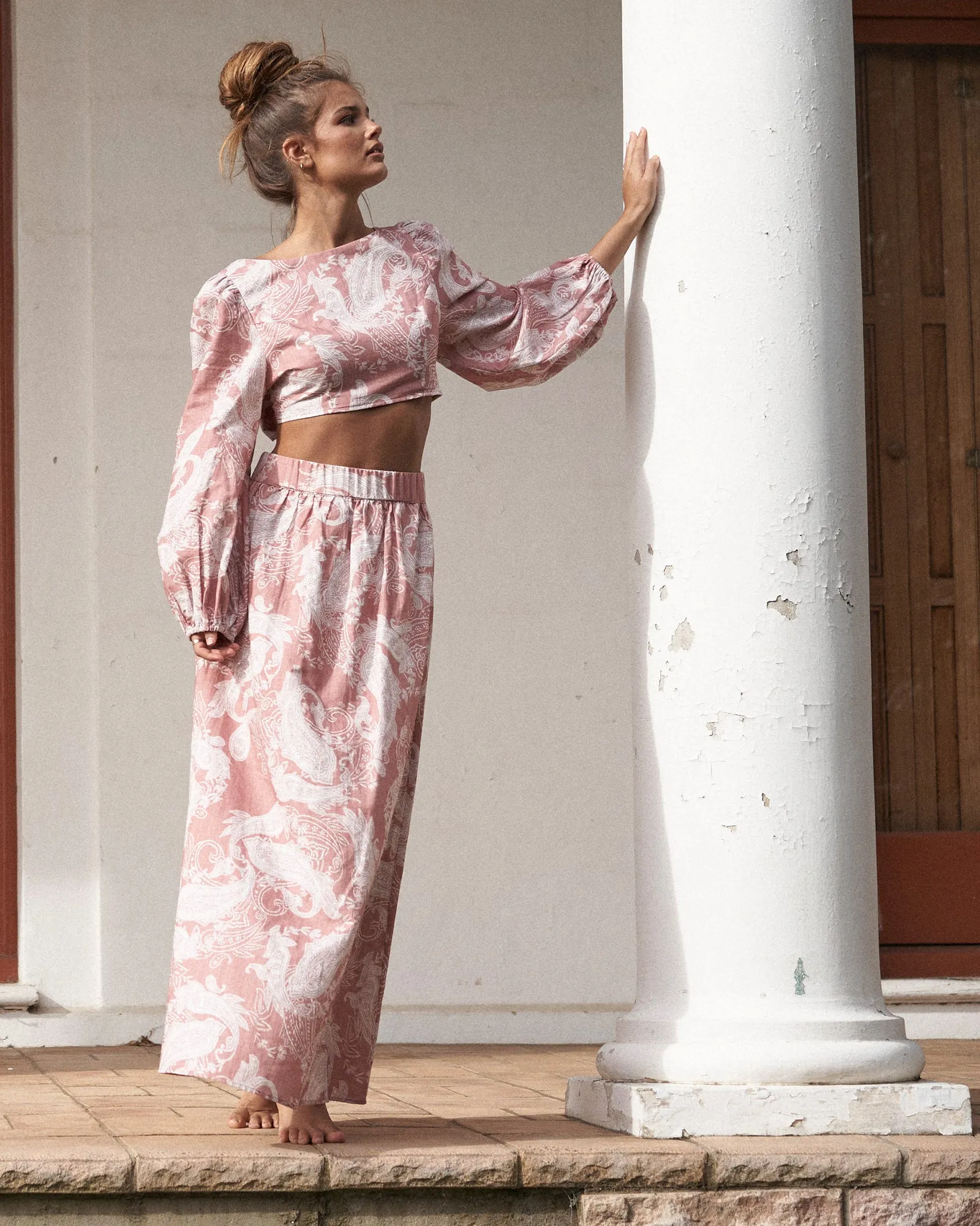 Rosa Paisley Linen Maxi Skirt