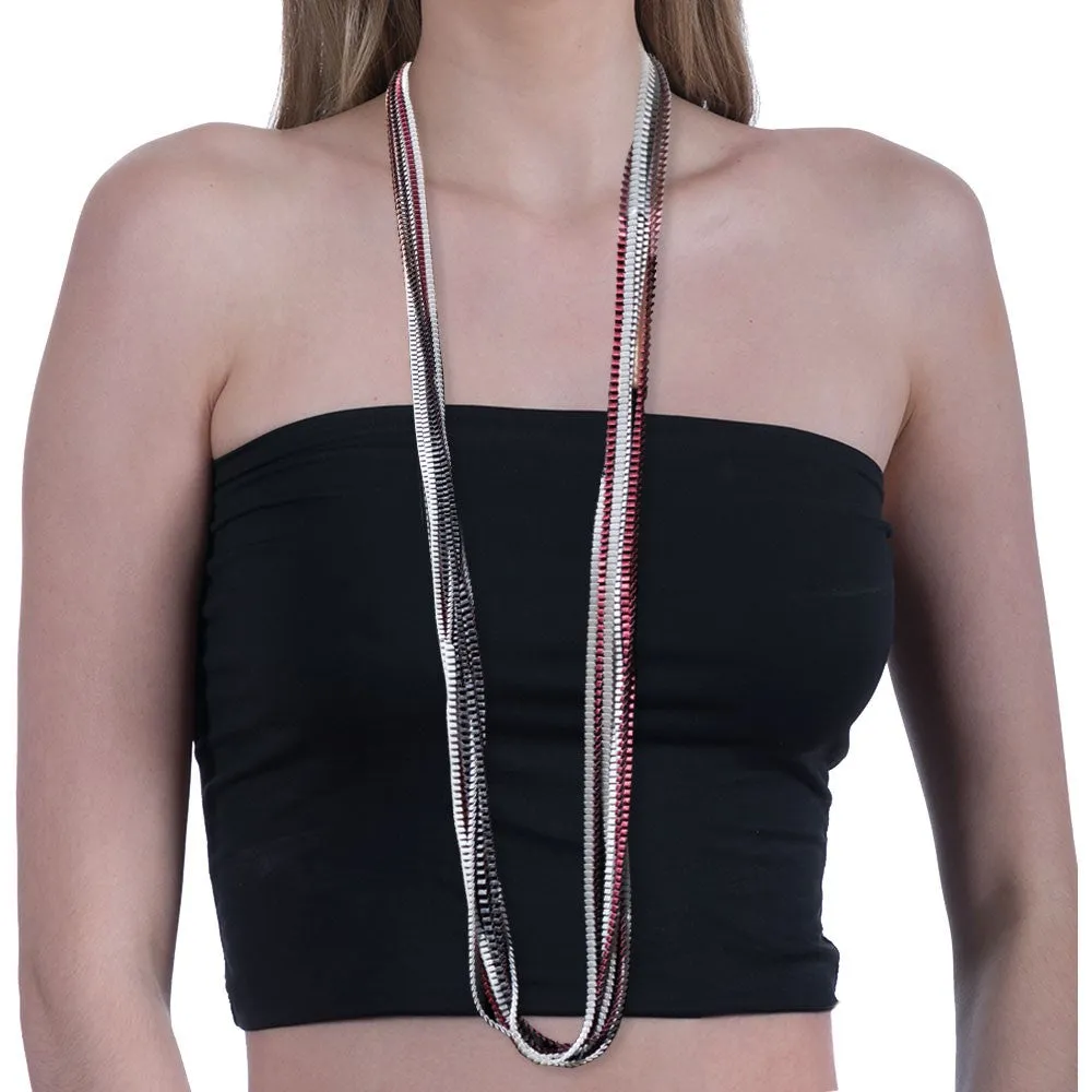 Satin Pleated Necklace Essilp Black, Silver, Burgundy KL16